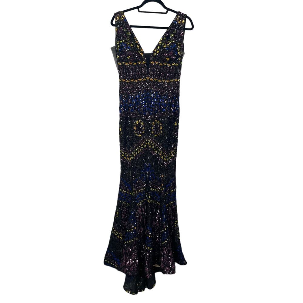 Jovani Style 04807 Black Multi Color Sequin Fit and Flare Gown Women's 8 - Picture 3 of 13
